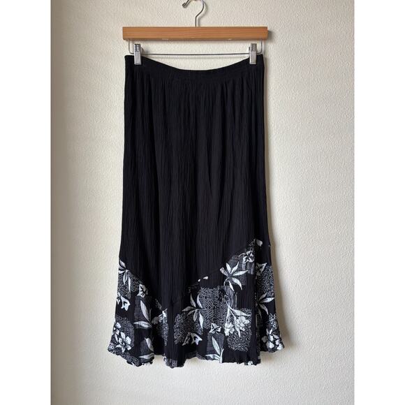 Paradiso Dresses & Skirts - VTG Paradiso Tropical Black & White Skirt Women's Large Floral Vacation Boho